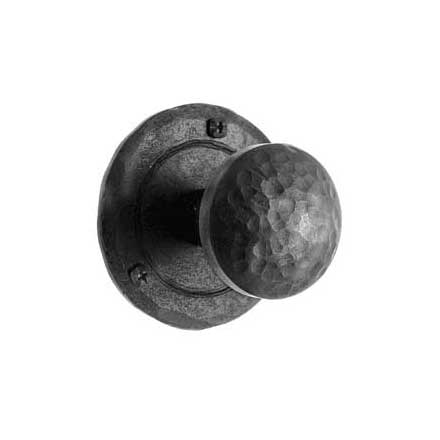 Acorn Manufacturing [IWABD] Forged Iron Door Dummy Knob Set - Hammered Knob - Round Plate - Matte Black Finish