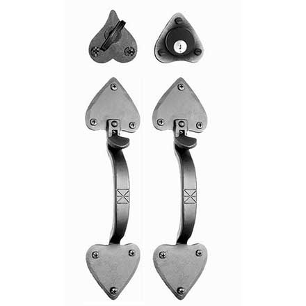 Acorn Manufacturing [ATVBI] Forged Iron Entrance Door Mortise Lockset - Double Handle - Double Heart - Matte Black Finish