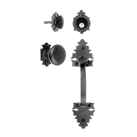 Acorn Manufacturing [WT1BI] Cast Iron Entrance Door Mortise Lockset - Handle &amp; Knob - Large Double Warwick Handle - Matte Black Finish