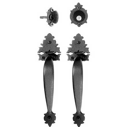 Acorn Manufacturing [WT4BI] Cast Iron Entrance Door Mortise Lockset - Double Handle - Large Warwick Handle - Matte Black Finish