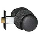 Acorn Manufacturing [RUGBI] Forged Iron Door Passage Knob Set - Textured Round Plate - 2 3/8&quot; Backset - Matte Black Finish