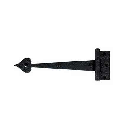 Acorn Manufacturing [RI5BP] Steel Door Functional Strap Hinge - Surface Mount - Heart End - Rough - Matte Black Finish - 9&quot; L