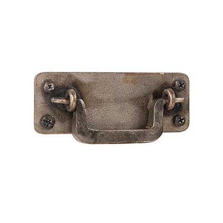 Artesano Iron Works [AIW-2004-NI] Wrought Iron Cabinet Drop Bail Pull - Small Square Bar Handle - Smooth Back Plate - Natural Finish - 3 5/8&quot; C/C - 4&quot; L