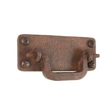 Artesano Iron Works [AIW-2004-OX] Wrought Iron Cabinet Drop Bail Pull - Small Square Bar Handle - Smooth Back Plate - Oxidized Finish - 3 5/8&quot; C/C - 4&quot; L