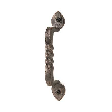 Artesano Iron Works [AIW-2021-NI] Wrought Iron Cabinet Pull Handle - Medium - Twisted Handle - Heart Ends - Natural Finish - 3 5/8&quot; C/C - 4 1/2&quot; L