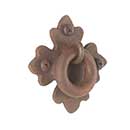 Artesano Iron Works [AIW-2015-OX] Wrought Iron Cabinet Ring Pull - Hammered Floral Back Plate - Oxidized Finish - 3" L