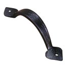 Artesano Iron Works [AIW-2030-SB] Wrought Iron Cabinet Pull Handle - Large - Curved Handle - Heart Ends - Semi-Matte Black Finish - 4 3/4&quot; C/C - 6&quot; L