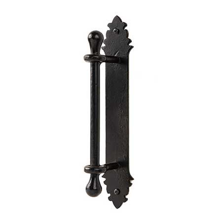 Artesano Iron Works [AIW-0015-SB] Wrought Iron Door Pull Handle - Ball Ends - Smooth Backplate - Semi-Matte Black Finish - 8 1/2&quot; C/C - 2&quot; W x 10 3/8&quot; L