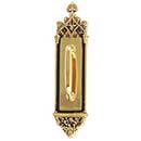 Brass Accents [A04-P5601-RV5-610] Solid Brass Door Pull Plate - Gothic w/ Small Colonial Revival Pull - Highlighted Brass Finish - 3 3/8&quot; W x 16&quot; L