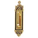 Brass Accents [A04-P5601-TRD-610] Solid Brass Door Pull Plate - Gothic w/ Traditional Pull - Highlighted Brass Finish - 3 3/8&quot; W x 16&quot; L