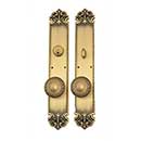Brass Accents [D04-K322] Solid Brass Door Tubular Entry Set - Fleur de Lis Series - Single Cylinder - 3" x 18" Plate