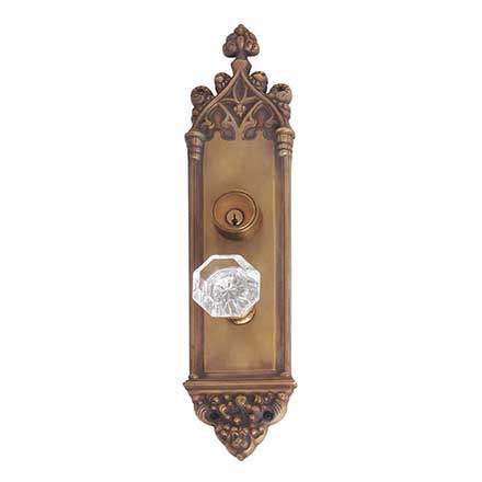 Brass Accents [D04-K560N] Solid Brass Door Mortise Entry Set - Gothic Series - Double Cylinder - 2 1/2&quot; Backset - 3 3/8&quot; x 16&quot; Plate