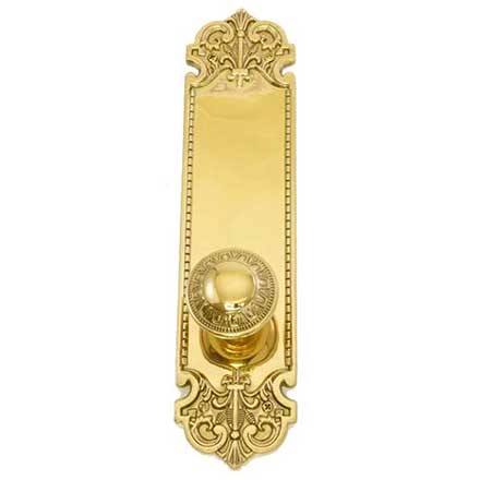 Brass Accents [D04-K324] Solid Brass Door Passage Set - Fleur de Lis Series - 3&quot; x 12-3/4&quot; Plate