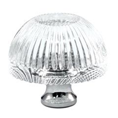 Cal Crystal [G248-US14] Crystal Cabinet Knob - Clear - Half Round - Polished Nickel Stem - 1 3/8&quot; Dia.