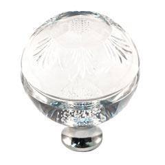 Cal Crystal [M1111-US14] Crystal Cabinet Knob - Clear - Globe - Pineapple Etching - Polished Nickel Stem - 1 3/8&quot; Dia.