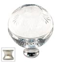 Cal Crystal [M1111-US15] Crystal Cabinet Knob - Clear - Globe - Pineapple Etching - Satin Nickel Stem - 1 3/8" Dia.