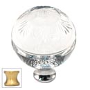Cal Crystal [M1111-US4] Crystal Cabinet Knob - Clear - Globe - Pineapple Etching - Satin Brass Stem - 1 3/8" Dia.