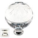 Cal Crystal [M1112-US14] Crystal Cabinet Knob - Clear - Globe - Floral Etching - Polished Nickel Stem - 1 3/8" Dia.