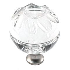 Cal Crystal [M1113-US10B] Crystal Cabinet Knob - Clear - Globe - Groove Etching - Oil Rubbed Bronze Stem - 1 3/8&quot; Dia.