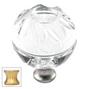 Cal Crystal [M1113-US4] Crystal Cabinet Knob - Clear - Globe - Groove Etching - Satin Brass Stem - 1 3/8" Dia.