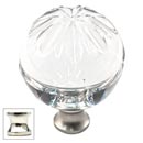 Cal Crystal [M1114-US14] Crystal Cabinet Knob - Clear - Globe - Raised Sunburst Etching - Polished Nickel Stem - 1 3/8&quot; Dia.