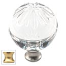 Cal Crystal [M1114-US3] Crystal Cabinet Knob - Clear - Globe - Raised Sunburst Etching - Polished Brass Stem - 1 3/8&quot; Dia.