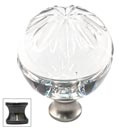 Cal Crystal [M1114-US5] Crystal Cabinet Knob - Clear - Globe - Raised Sunburst Etching - Antique Brass Stem - 1 3/8&quot; Dia.