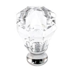 Cal Crystal [M13-23-US26] Crystal Cabinet Knob - Clear - Octagonal - Small - Polished Chrome Stem - 7/8&quot; Dia.