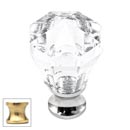 Cal Crystal [M13-23-US3] Crystal Cabinet Knob - Clear - Octagonal - Small - Polished Brass Stem - 7/8" Dia.