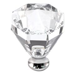 Cal Crystal [M13-32-US15A] Crystal Cabinet Knob - Clear - Octagonal - Large - Pewter Stem - 1 1/4&quot; Dia.