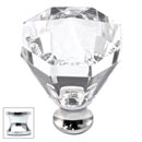 Cal Crystal [M13-32-US26] Crystal Cabinet Knob - Clear - Octagonal - Large - Polished Chrome Stem - 1 1/4" Dia.
