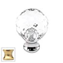 Cal Crystal [M25-US3] Crystal Cabinet Knob - Clear - Cut Globe - Small - Polished Brass Stem - 1" Dia.