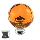 Cal Crystal [M30-AMBER-US5] Crystal Cabinet Knob - Amber - Cut Globe - Medium - Antique Brass Stem - 1 3/16&quot; Dia.