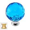 Cal Crystal [M30-AQUA-US4] Crystal Cabinet Knob - Aqua - Cut Globe - Medium - Satin Brass Stem - 1 3/16&quot; Dia.