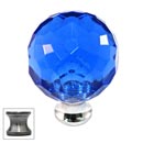 Cal Crystal [M30-BLUE-US15A] Crystal Cabinet Knob - Blue - Cut Globe - Medium - Pewter Stem - 1 3/16&quot; Dia.