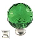 Cal Crystal [M30-GREEN-US14] Crystal Cabinet Knob - Green - Cut Globe - Medium - Polished Nickel Stem - 1 3/16&quot; Dia.