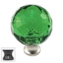 Cal Crystal [M30-GREEN-US5] Crystal Cabinet Knob - Green - Cut Globe - Medium - Antique Brass Stem - 1 3/16&quot; Dia.