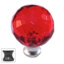 Cal Crystal [M30-RED-US5] Crystal Cabinet Knob - Red - Cut Globe - Medium - Antique Brass Stem - 1 3/16" Dia.