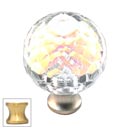 Cal Crystal [M30AB-US4] Crystal Cabinet Knob - Prism - Cut Globe - Medium - Satin Brass Stem - 1 3/16&quot; Dia.