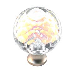 Cal Crystal [M30AB-US5] Crystal Cabinet Knob - Prism - Cut Globe - Medium - Antique Brass Stem - 1 3/16&quot; Dia.