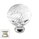 Cal Crystal [M30S-US15] Crystal Cabinet Knob - Clear - Engraved Swirl Globe - Medium - Satin Nickel Stem - 1 3/16&quot; Dia.