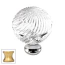 Cal Crystal [M30S-US4] Crystal Cabinet Knob - Clear - Engraved Swirl Globe - Medium - Satin Brass Stem - 1 3/16&quot; Dia.