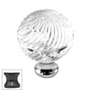 Cal Crystal [M30S-US5] Crystal Cabinet Knob - Clear - Engraved Swirl Globe - Medium - Antique Brass Stem - 1 3/16" Dia.