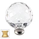 Cal Crystal [M35-US4] Crystal Cabinet Knob - Clear - Cut Globe - Large - Satin Brass Stem - 1 3/8" Dia.