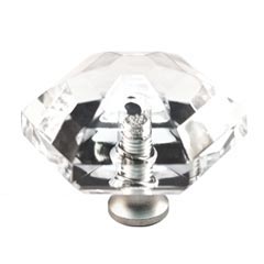 Cal Crystal [M41-US15A] Crystal Cabinet Knob - Clear - Hexagon - Large - Pewter Stem - 1 1/2&quot; Dia.