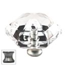 Cal Crystal [M41-US15A] Crystal Cabinet Knob - Clear - Hexagon - Large - Pewter Stem - 1 1/2&quot; Dia.