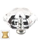 Cal Crystal [M41-US4] Crystal Cabinet Knob - Clear - Hexagon - Large - Satin Brass Stem - 1 1/2" Dia.