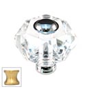 Cal Crystal [M50-US4] Crystal Cabinet Knob - Clear - Hexagon w/ Ferrule - Satin Brass Stem - 1 3/4&quot; Dia.