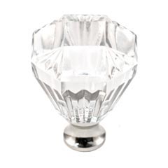 Cal Crystal [M991-US26] Crystal Cabinet Knob - Clear - Octagonal - Polished Chrome Stem - 1 1/4&quot; Dia.