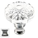 Cal Crystal [M993-US15A] Crystal Cabinet Knob - Clear - Flat Round w/ Textured Top - Pewter Stem - 1 3/8" Dia.